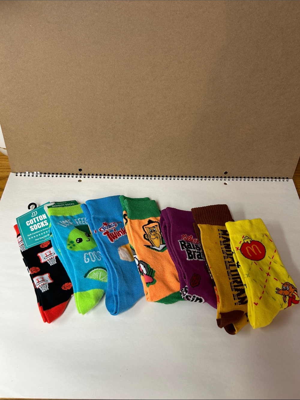 Novelty Men's Cotton Crew Socks - Multicolor Fun Pack